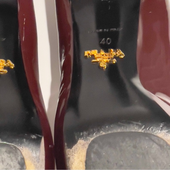 PRADA Burgundy Patent Leather Eyeline Peep Toe Platform Pumps EU40 - Picture 11 of 12